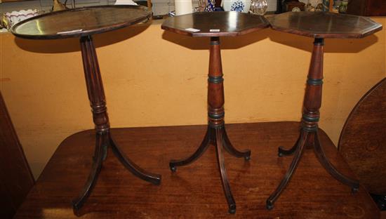 Pair hexagonal tripod occasional tables